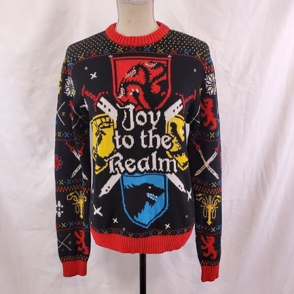 GAME of Thrones JOY TO THE REALM Mens Knit Sweater - Picture 1 of 14